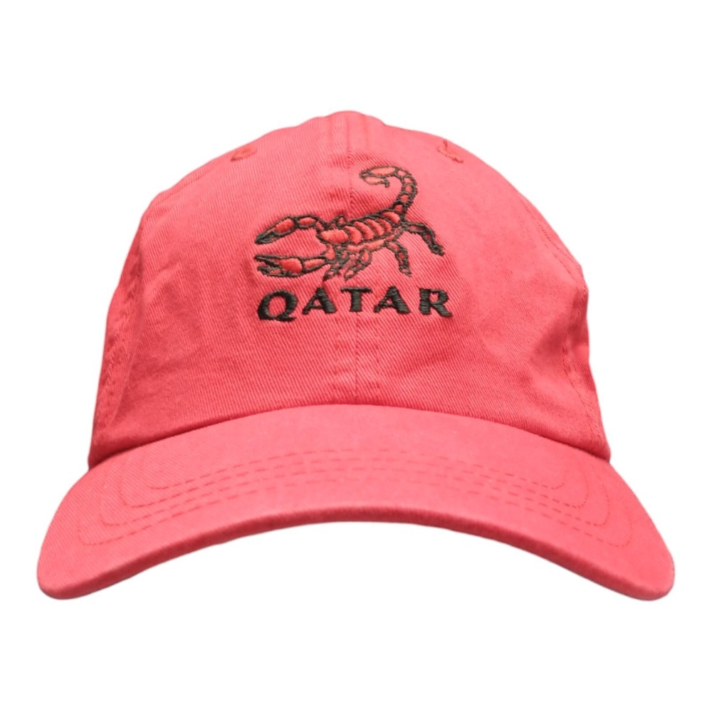 Qatar Baseball Cap Men's One Size Red 100% Cotton Embroidered Scorpion Strapback